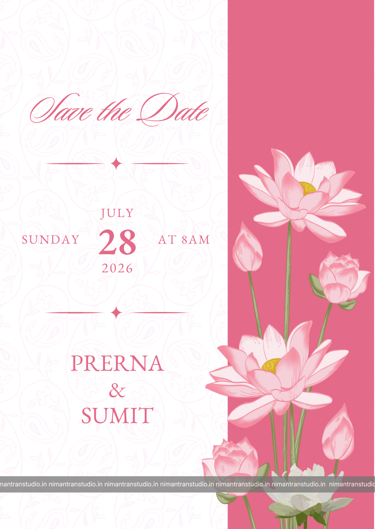 Elegant Lotus Reverie – Luxury Indian Wedding Invitation Suite preview 1