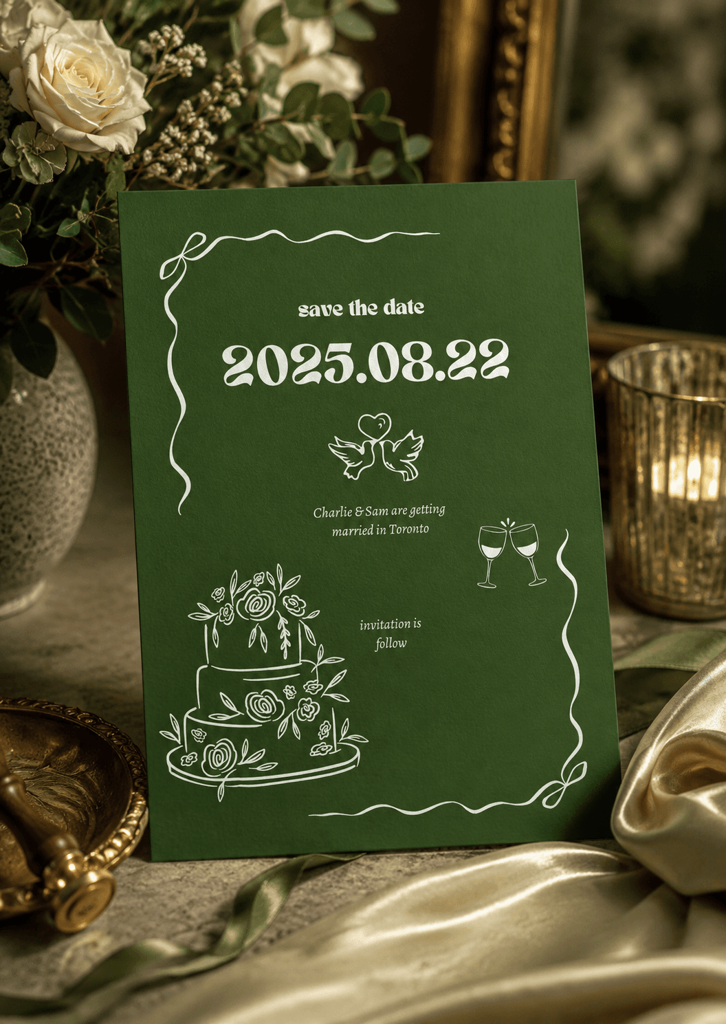 Whimsical Funky Wedding Invitation bundle preview 1