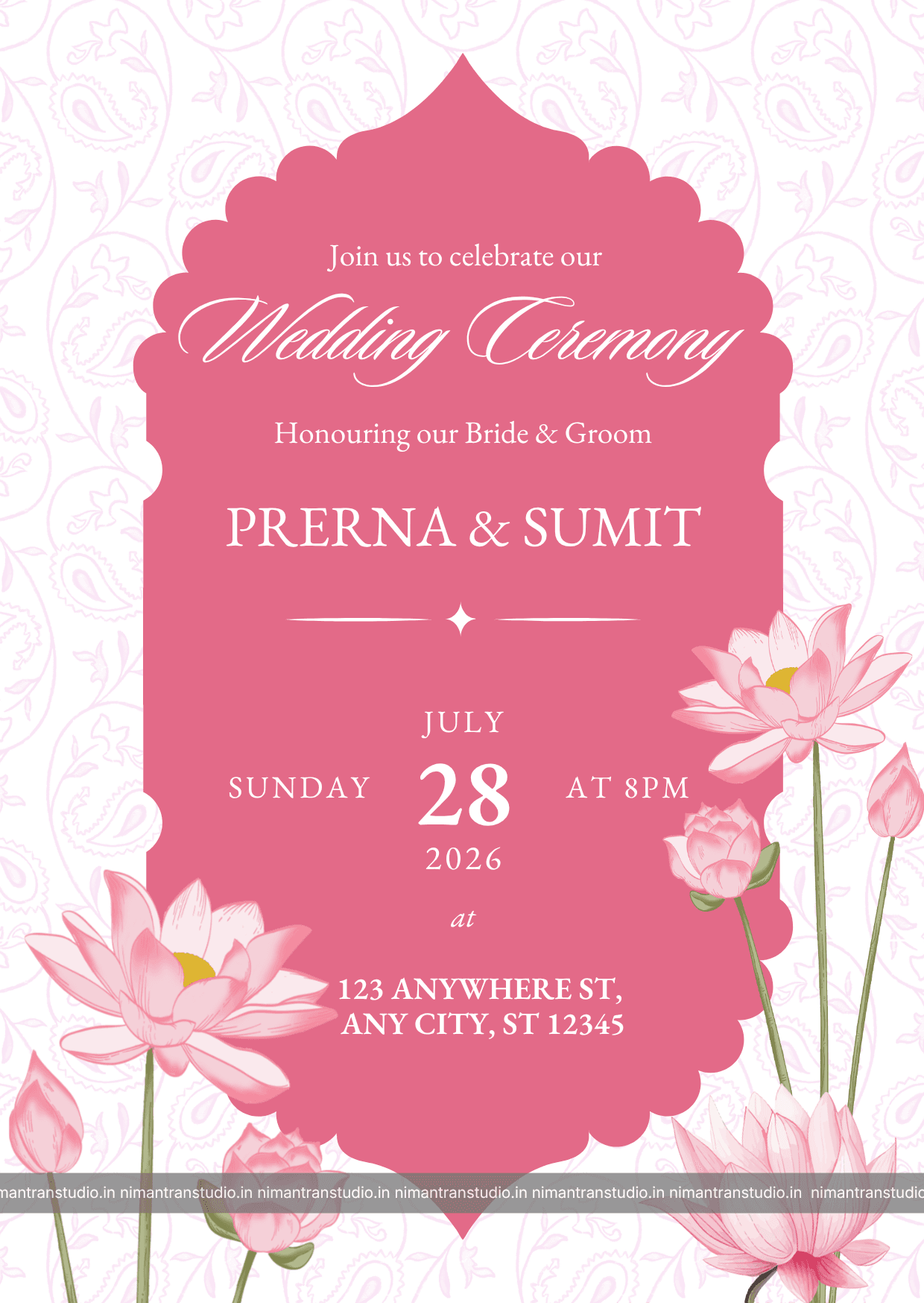 Elegant Lotus Reverie – Luxury Indian Wedding Invitation Suite preview 2