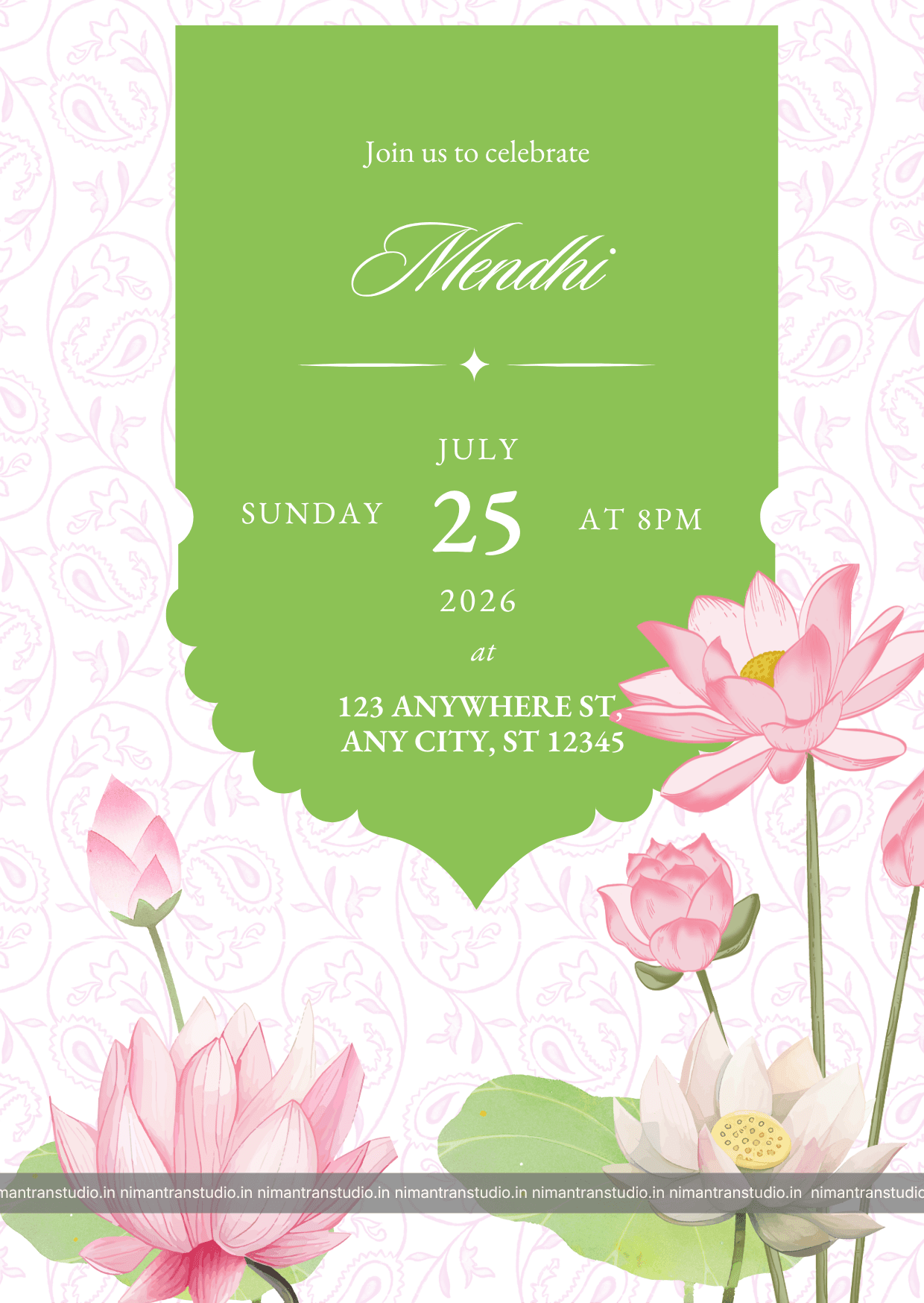 Elegant Lotus Reverie – Luxury Indian Wedding Invitation Suite preview 3