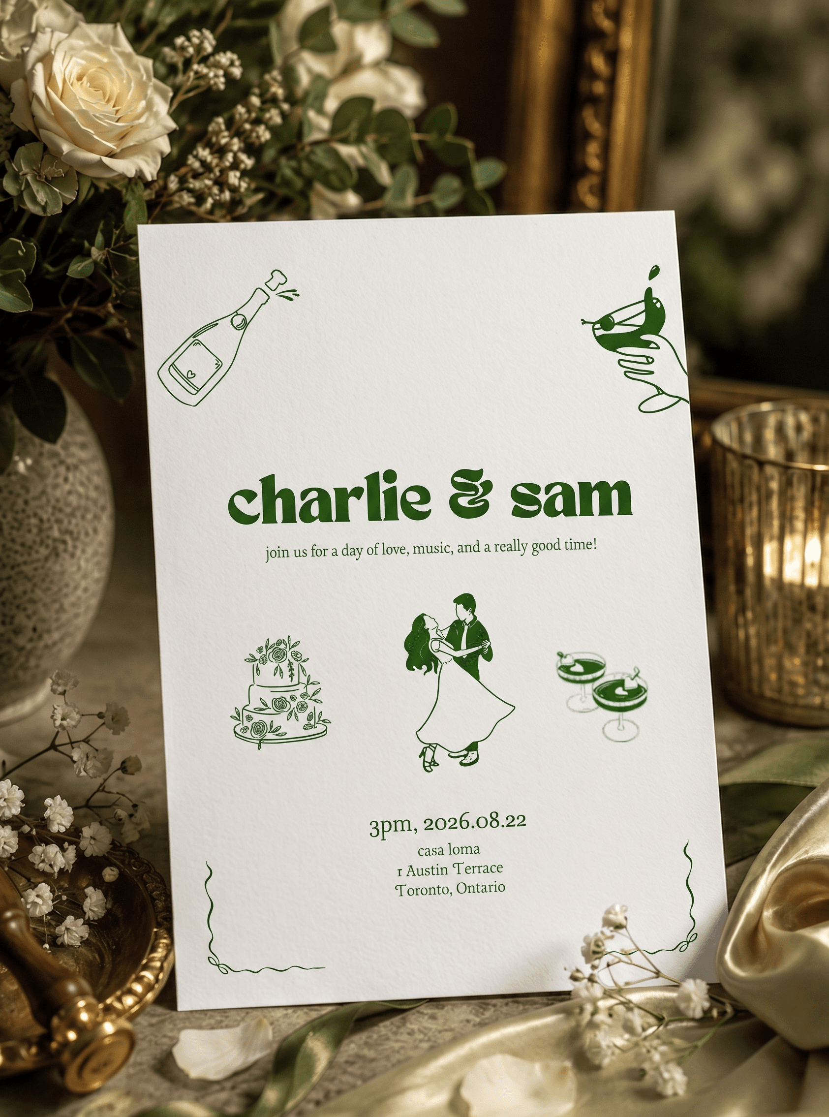 Whimsical Funky Wedding Invitation bundle preview 3