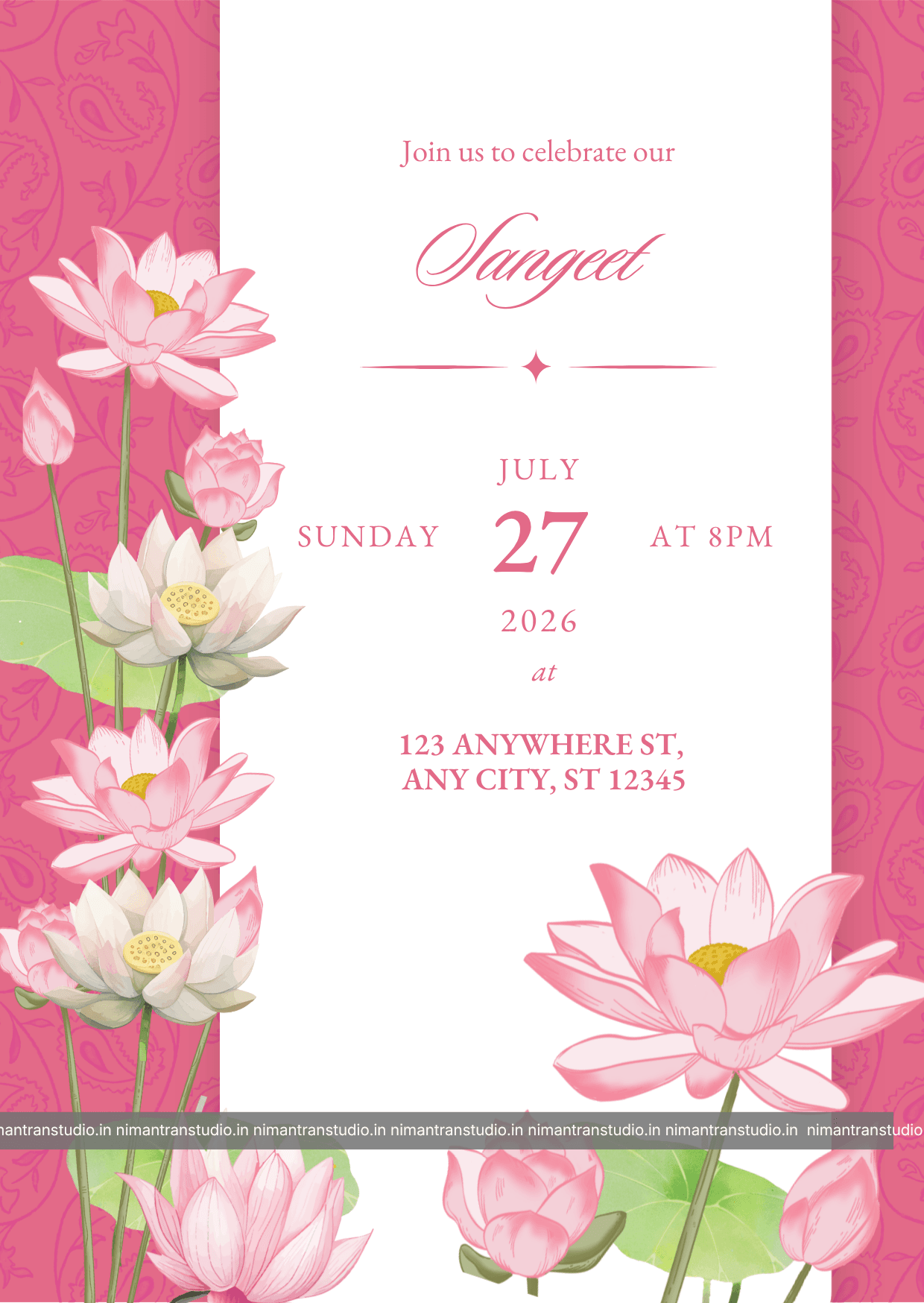 Elegant Lotus Reverie – Luxury Indian Wedding Invitation Suite preview 5