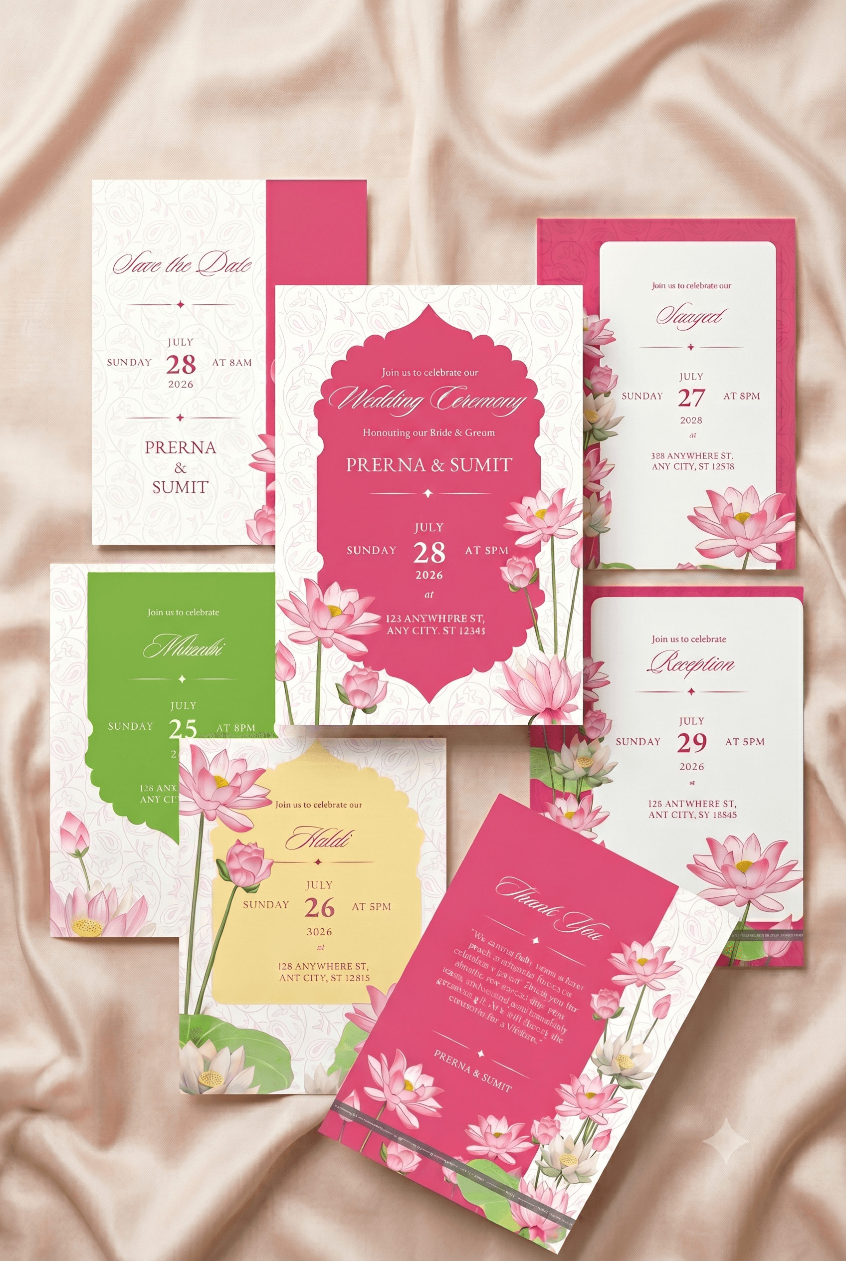 Elegant Lotus Reverie – Luxury Indian Wedding Invitation Suite preview 8