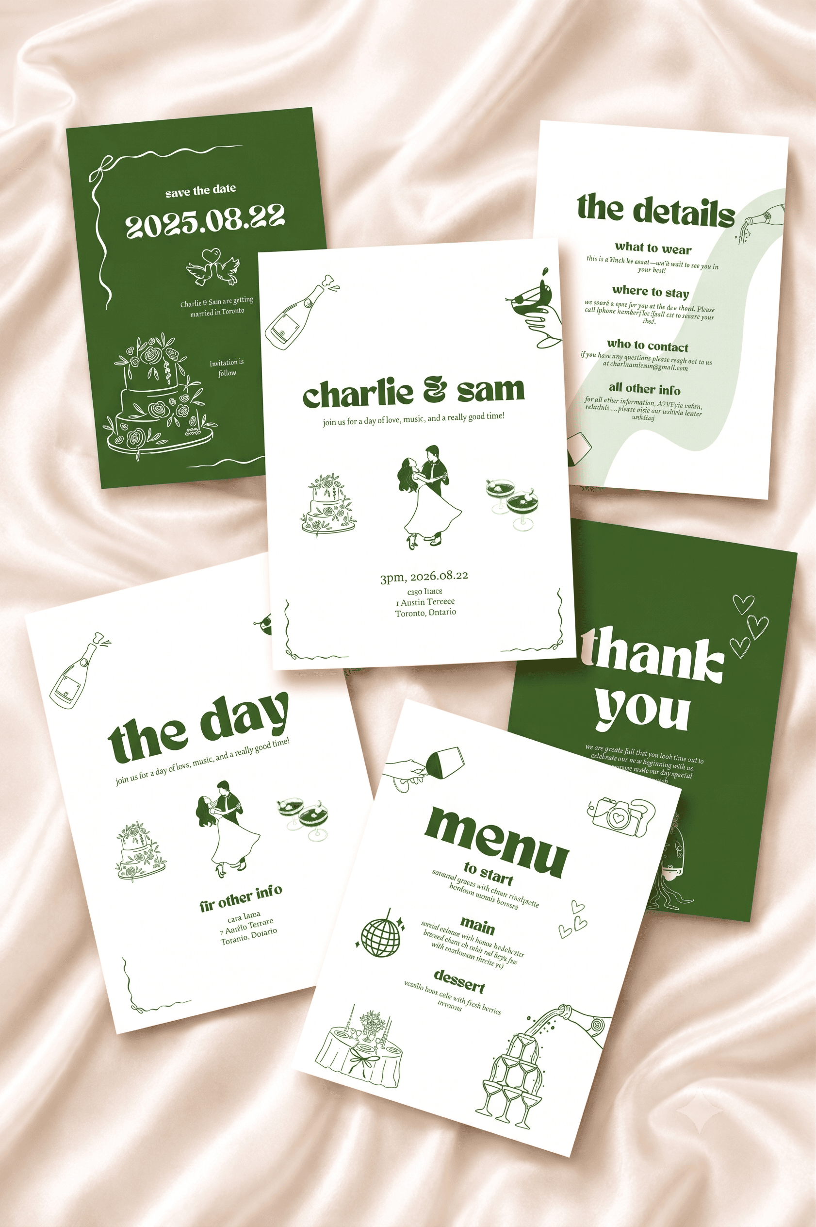 Whimsical Funky Wedding Invitation bundle preview 7