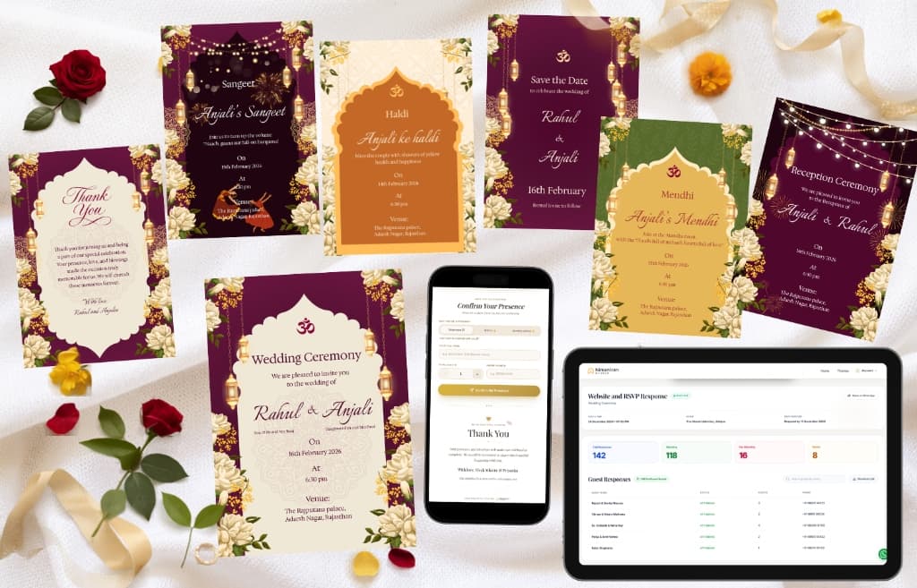 Complete digital wedding invitation suite for multiple events - Nimantran Studio